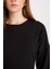 Relax Fit Bisiklet Yaka Krep Uzun Kollu Maxi Siyah Elbise D7485AX24WN 6