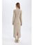 Bodycon Vücudu Saran Bisiklet Yaka Basic Düz Kaşkorse Uzun Kollu Maxi Elbise D3373AX24WN 6