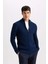 Lacivert Standart Fit Normal Kesim Yarım Balıkçı Yaka Fermuarlı Waffle Hırka R1195AZNS 6
