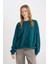 Coool Oversize Geniş Kalıp Bisiklet Yaka Basic Düz Kalın Sweatshirt D9022AXNS 6