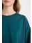 Coool Oversize Geniş Kalıp Bisiklet Yaka Basic Düz Kalın Sweatshirt D9022AXNS 9