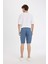 %100 Pamuk Regular Fit Düz Paça Gabardin Bermuda Şort C5397AX24SM 6