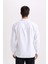 %100 Pamuk Regular Fit Pamuklu Basic Düz Keten Görünümlü Uzun Kollu Beyaz Gömlek D7079AX24SP 6