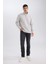Gri 3 İplik Pamuklu Şardonlu İçi Polarlı Comfort Regular Fit Rahat Kalıp Dik Yaka Fermuarlı Kalın Sweatshirt D9067AXNS 7