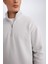 Gri 3 İplik Pamuklu Şardonlu İçi Polarlı Comfort Regular Fit Rahat Kalıp Dik Yaka Fermuarlı Kalın Sweatshirt D9067AXNS 9