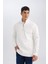 3 İplik Pamuklu Şardonlu İçi Polarlı Comfort Regular Fit Rahat Kalıp Dik Yaka Fermuarlı Kalın Sweatshirt D9067AXNS 8