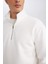 3 İplik Pamuklu Şardonlu İçi Polarlı Comfort Regular Fit Rahat Kalıp Dik Yaka Fermuarlı Kalın Sweatshirt D9067AXNS 9