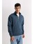 3 İplik Pamuklu Şardonlu İçi Polarlı Comfort Regular Fit Rahat Kalıp Dik Yaka Fermuarlı Kalın Sweatshirt D9067AXNS 6