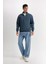 3 İplik Pamuklu Şardonlu İçi Polarlı Comfort Regular Fit Rahat Kalıp Dik Yaka Fermuarlı Kalın Sweatshirt D9067AXNS 7