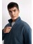 3 İplik Pamuklu Şardonlu İçi Polarlı Comfort Regular Fit Rahat Kalıp Dik Yaka Fermuarlı Kalın Sweatshirt D9067AXNS 9