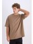 Oversize Geniş Kalıp Ütü Gerektirmeyen Bisiklet Yaka Kısa Kollu Basic Düz Ağır Kumaş Tişört X3926AZ25SP 7