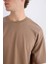 Oversize Geniş Kalıp Ütü Gerektirmeyen Bisiklet Yaka Kısa Kollu Basic Düz Ağır Kumaş Tişört X3926AZ25SP 8