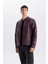 Su İtici Slim Fit Dar Kesim Dik Yaka Fermuarlı Suni Deri Mont D8525AX25SP 7