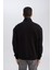 Siyah 3 İplik Pamuklu Şardonlu İçi Polarlı Comfort Regular Fit Rahat Kalıp Dik Yaka Fermuarlı Kalın Sweatshirt D9067AXNS 10