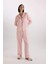 Pijama Takımı Uzun Kollu Çizgili Saten Üst Esnek Belli Uzun Alt-Fall in Love C9445AX25SP 6