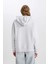 Relax Fit Kapüşonlu Kalın Basic Düz Sweatshirt D9935AX24WN 5