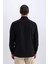 Regular Fit Polo Yaka Basic Düz Gofre Uzun Kollu Siyah Gömlek D8713AX25SP 8