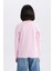 Kız Çocuk Slim Fit Dar Kesim Bisiklet Yaka Ribana Uzun Kollu Basic Düz Tişört B7452A825SP 6
