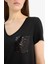 Regular Fit V Yaka Payetli Kısa Kollu Tişört U3769AZ25SP 6