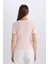 Slim Fit Dar Kesim Bisiklet Yaka Basic Düz Fitilli Kaşkorse Kısa Kollu Tişört C0097AX25SP 6