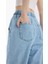 Pull On Paperbag Yüksek Bel Düz Paça Uzun Yumuşak Jean Pantolon E0733AX25SM 6