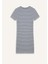 Coool Bodycon Vücudu Saran Bisiklet Yaka Çizgili Fitilli Kaşkorse Kısa Kollu Mini Elbise C1733AX25SP 9
