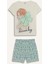 Kız Çocuk Pijama Takımı Baskılı Kısa Kollu Üst Beli Lastikli Şort E0663A825HS 7