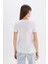 Slim Fit Dar Kesim V Yaka Ribana Basic Düz Kısa Kollu Beyaz Tişört I1080AZ25SP 6