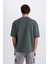 Loose Fit Bisiklet Yaka Baskılı Kısa Kollu Ağır Kumaş Tişört E0575AX25SM 6