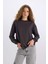 Oversize Geniş Kalıp Bisiklet Yaka Basic Düz Kalın Sweatshirt E3859AX24WN 3