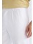 %100 Pamuk Relax Fit Rahat Kesim Düz Paça Keten Görünümlü Yazlık Beyaz Kumaş Pantolon D4251AX25SM 6