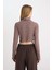Coool Balıkçı Yaka Crop Top Basic Düz Fitilli Kaşkorse Uzun Kollu Tişört E1673AX24WN 6