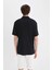 Modern Fit Polo Yaka Dokulu Penye Kısa Kollu Siyah Gömlek C4125AX25SM 6