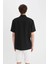 Regular Fit Polo Yaka Krinkıl Yazlık Kısa Kollu Siyah Gömlek E1223AX25SM 6