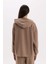 Relax Fit Kapüşonlu Basic Düz Sweatshirt E1995AX24WN 6