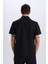 Slim Fit Dar Kesim Polo Yaka Kısa Kollu Waffle Siyah Tişört E1209AX25SM 7