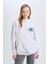 Coool Oversize Geniş Kalıp Kapüşonlu Baskılı Kalın Sweatshirt E1530AX24WN 6