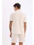 Slim Fit Dar Kesim Polo Yaka Dokulu Kısa Kollu Krinkıl Beyaz Tişört E1222AX25SM 7