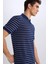 Regular Fit Polo Yaka Çizgili Triko Kısa Kollu Tişört C4150AX25SM 6