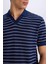 Regular Fit Polo Yaka Çizgili Triko Kısa Kollu Tişört C4150AX25SM 7
