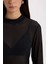 Slim Fit Dar Kesim Yarım Balıkçı Yaka Casual Tül Uzun Kollu Tişört E2373AX24WN 6