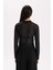 Slim Fit Dar Kesim Yarım Balıkçı Yaka Casual Tül Uzun Kollu Tişört E2373AX24WN 7