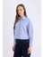 Relax Fit Çizgili Poplin Uzun Kollu Gömlek E1261AX25SP 6