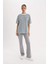 fit Oversize Geniş Kalıp Bisiklet Yaka Slogan Baskılı Sporcu Kısa Kollu TIŞÖRT E2782AX25SM 6