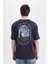 %100 Pamuk Van Gogh Oversize Geniş Kalıp Bisiklet Yaka Sırt Baskılı Kısa Kollu Tişört C3629AX25SP 7