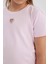 Kız Çocuk Slim Fit Dar Kesim Bisiklet Yaka Kalp Desenli Ribana Kısa Kollu Tişört E0823A825SM 8