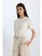 Regular Fit Bisiklet Yaka Örgü Detaylı Kısa Kollu Triko Kazak D3306Ax24Wn 3