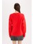 Oversize Geniş Kalıp Bisiklet Yaka Basic Düz Kırmızı Triko Kazak D9518AX24WN 6