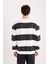 Boxy Fit Bisiklet Yaka Çizgili Dokuma Etiketli Sweatshirt A9066AX24AU 6
