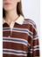 Coool Loose Fit Polo Yaka Çizgili Uzun Kollu Tişört E4915AX25SP 7